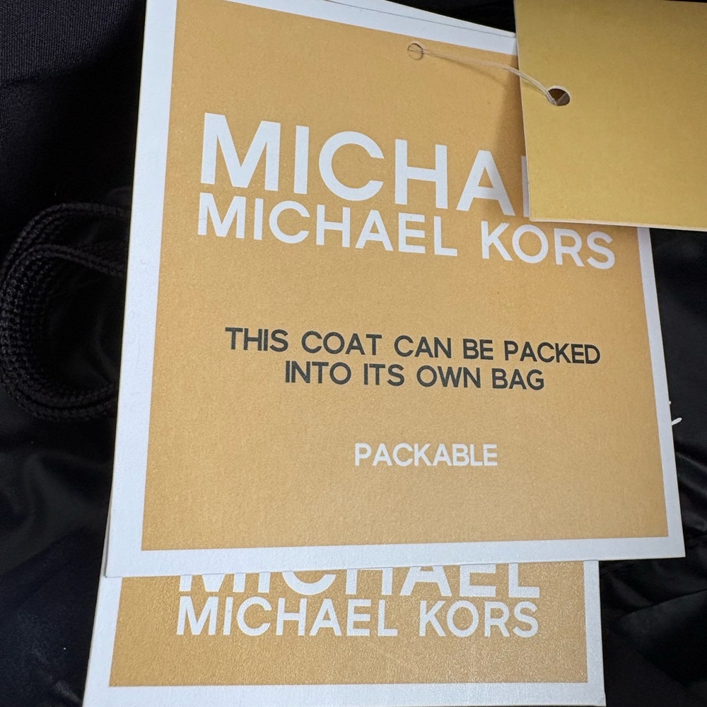 NWT -Michael Kors Black Quilted Hooded Puffer Jacket M - Picture 13 of 16